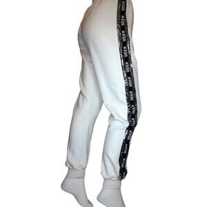 VDR Viadellarose White Sweatpants Joggers Logo Mirror Bling Size Medium